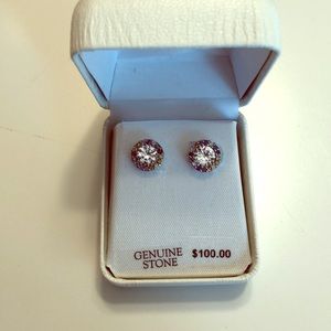Genuine Stone Halo Earrings